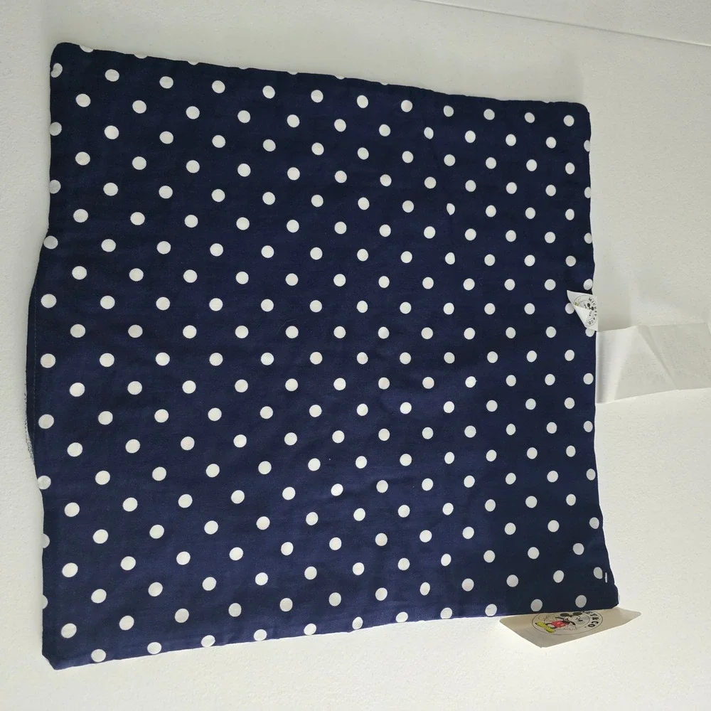Vintage Mickey & Co Disney Quilted Polka‎ Dot Pillow Sham Navy Blue 14.5x14.5